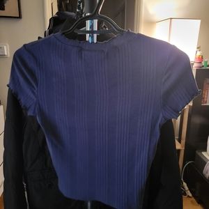 Navy Blue Blouse by Top Shop Petite Size 6 Women